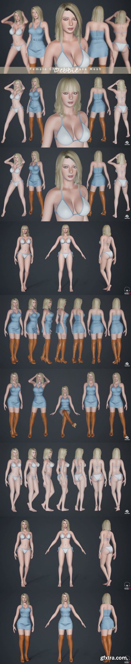 Debbie – Female Character Base Mesh Version 3