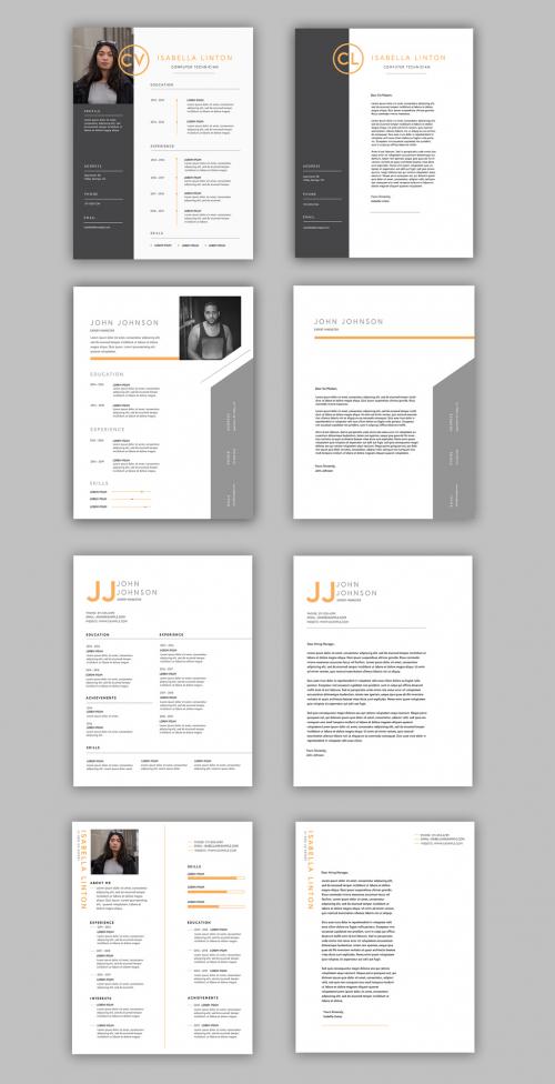 Gray and Orange Resume Layout Set - 301448080