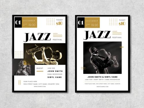 Jazz Flyer Layout with Typographic Elements - 302057941