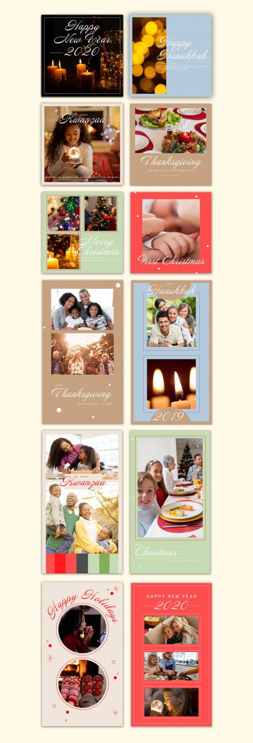 Winter Holiday Social Media Layout Set - 302067457