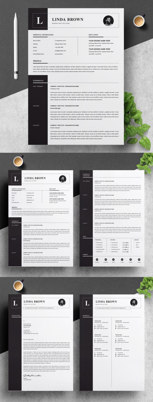 Resume Layout with Black Accents - 302242356