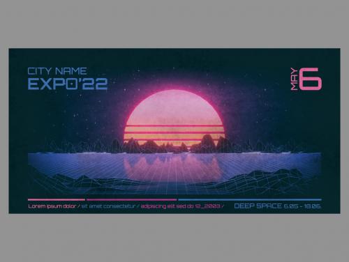 80s Retro Sci-Fi Flyer Layout - 302281629