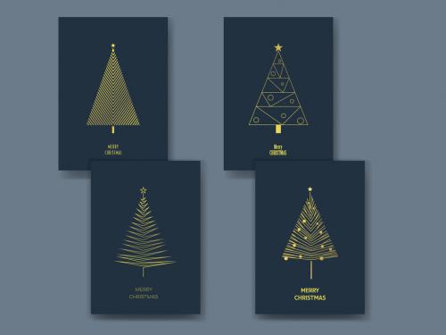 Art Deco Christmas Trees Card Layouts - 302287215