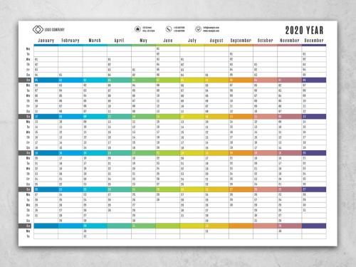 
2020 Year Planner Layout with Rainbow Elements - 302321378