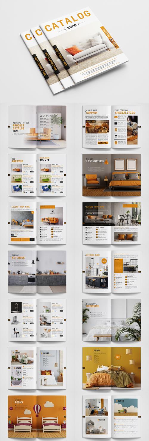 Product Catalog Layout with Orange Accents - 302321490