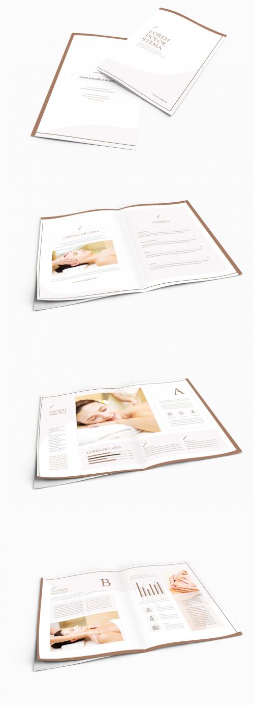 Bifold Brochure Layout with Brown Accents - 302485411