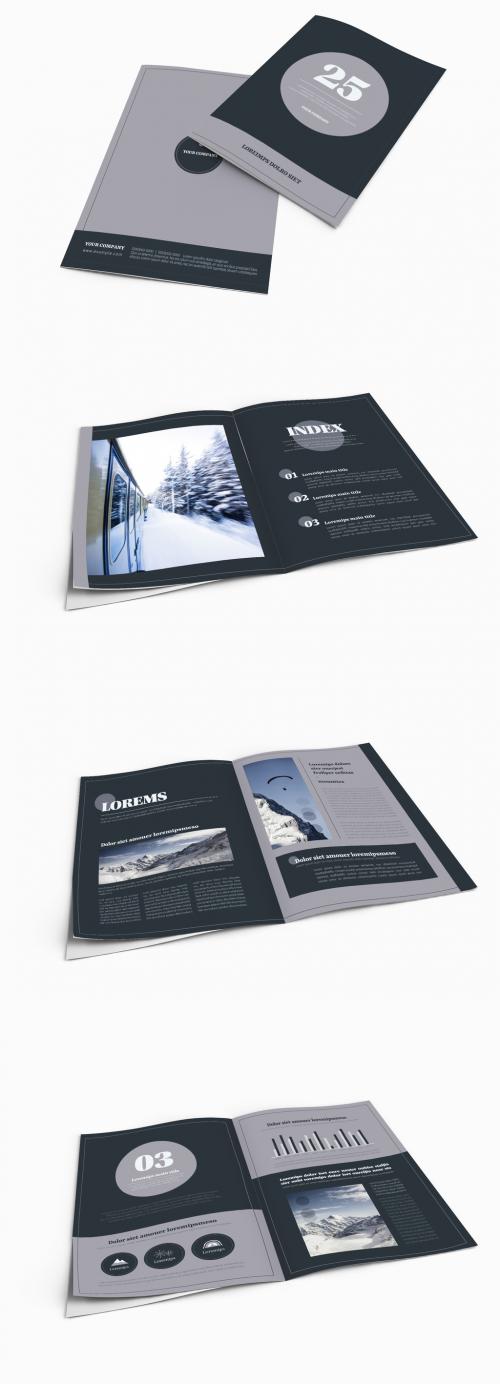 Bifold Brochure Layout with Grey Accents - 302486495