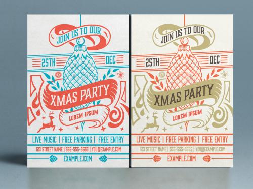 Christmas Event Poster Layout with Ornaments - 302518890