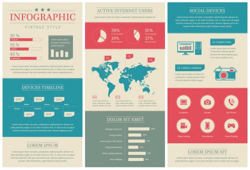 Infographic Set with Vintage Color Elements - 302521504