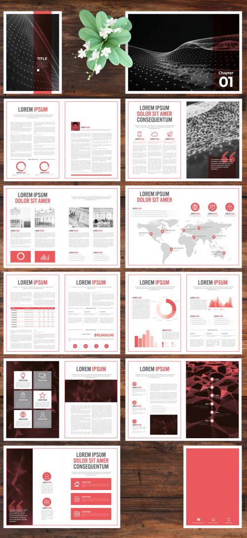 Business Report Layout with Red Accents - 302537901