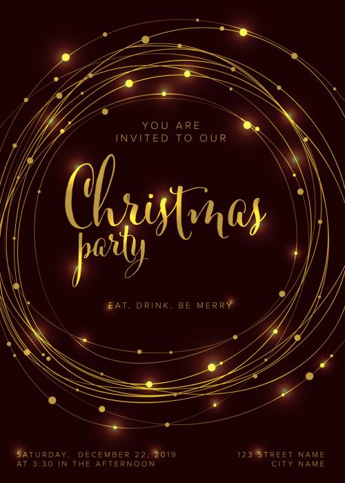 Christmas Party Invitation Layout with Light Chains - 302731446