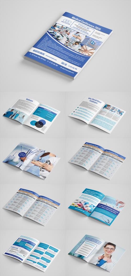 Medical Conference Brochure Layout with Blue Accents - 302741891