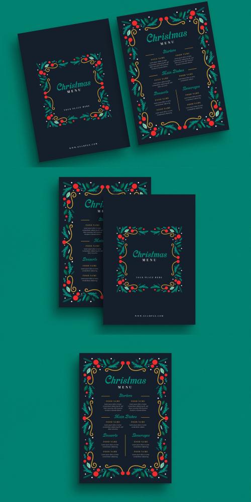 Navy Christmas Themed Menu Layout - 302949993