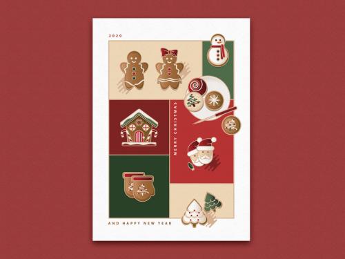 Greeting Card Layout with Christmas Illustrations - 302951415