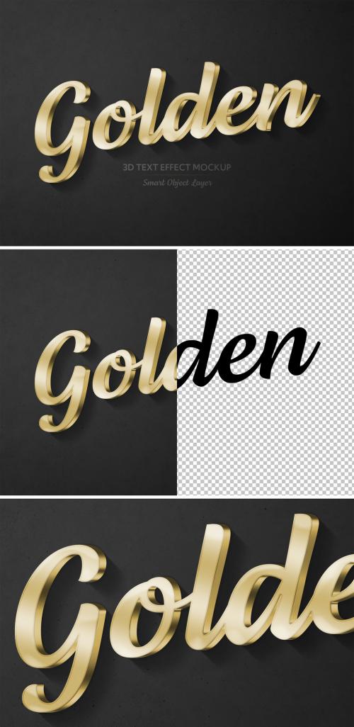 Gold 3D Text Effect Mockup - 302986120