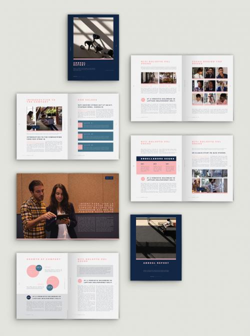 Blue and Pink Annual Report Layout - 303609189