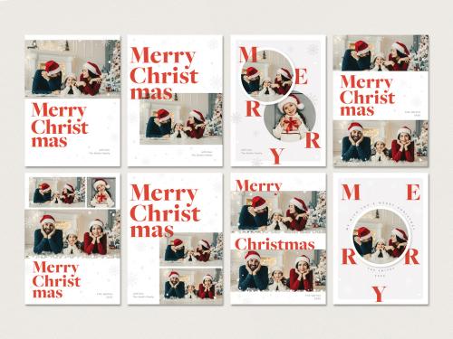 Christmas Photo Card Layout with Snowflake Accents - 303622939