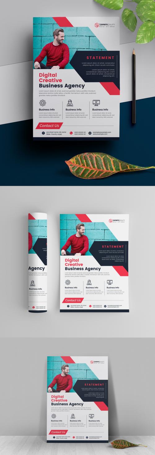 Corporate Flyer Layout with Red Accents - 303626249