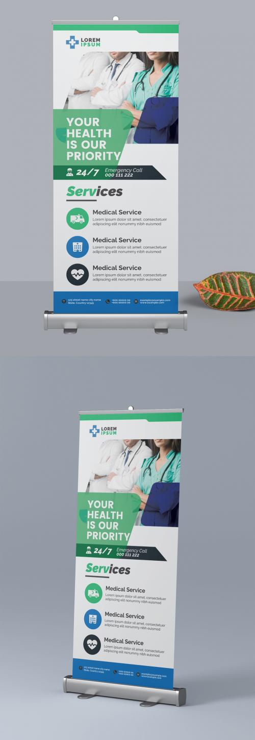 Medical Clinic Roll Up Banner Layout - 303626380