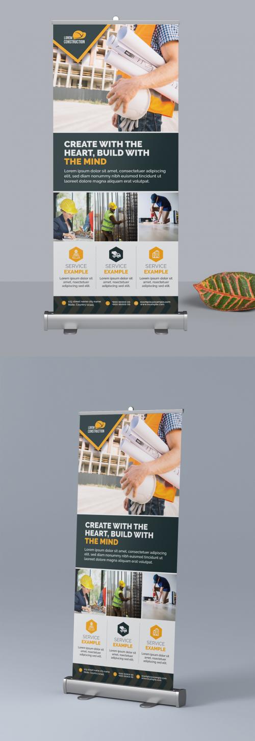 Construction Business Roll Up Banner Layout - 303626391