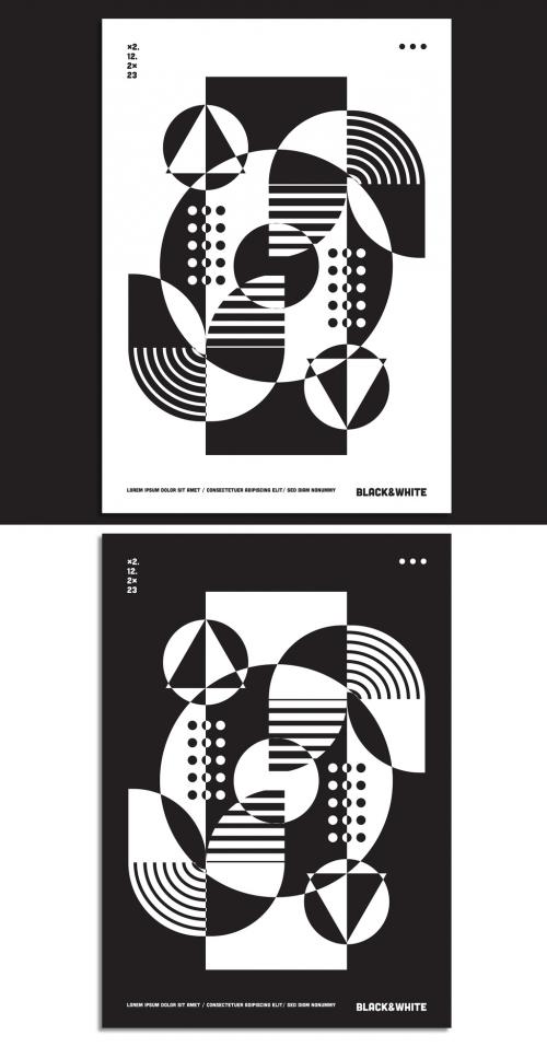 Black and White Abstract Poster Layout - 303633464