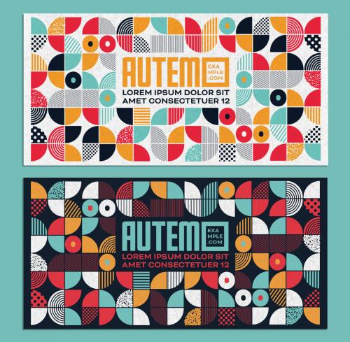 Colorful Geometric Flyer Layout with Grunge Texture - 303633608