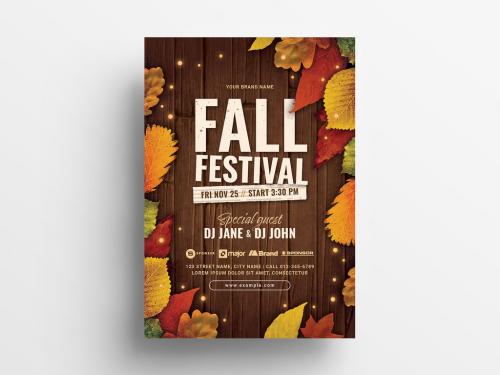 Fall Festival Flyer Layout with Autumn Theme - 303646026