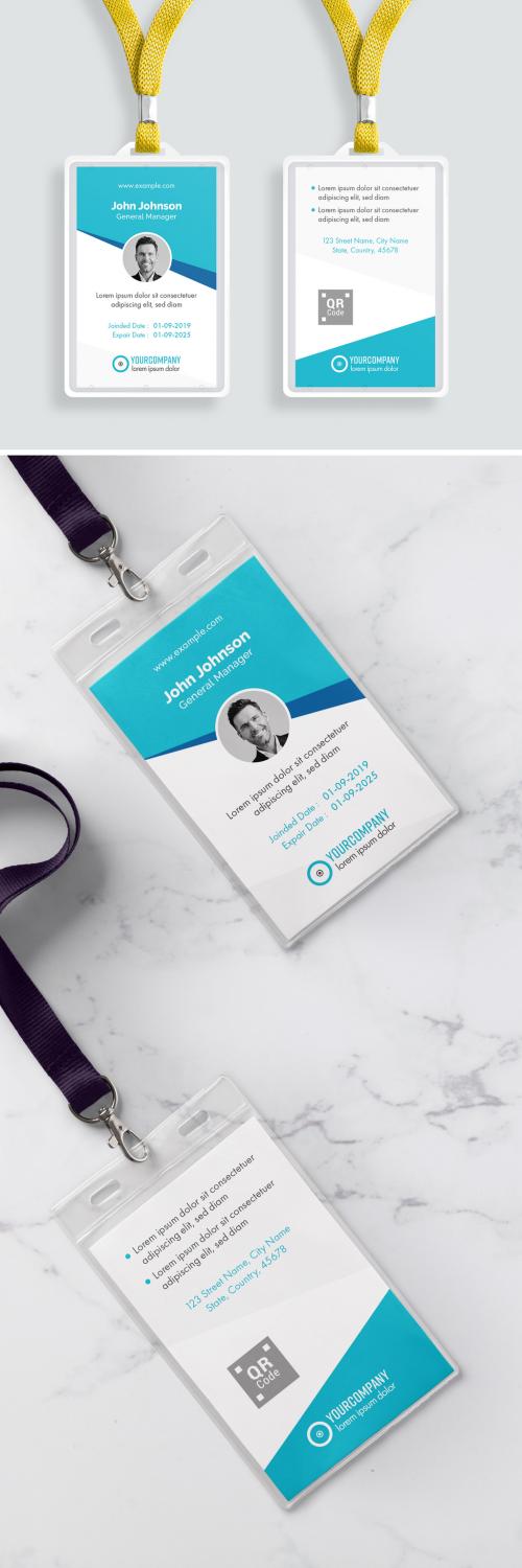 Id Card Layout with Blue Accents - 303658543