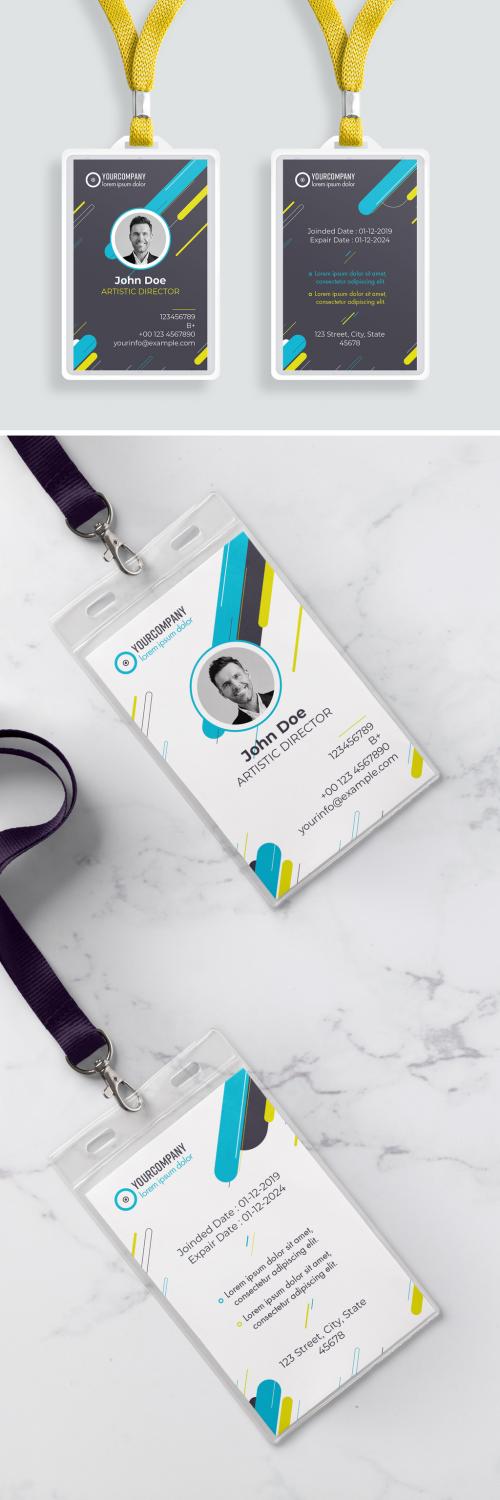ID Card Layout with Colorful Elements - 303658582