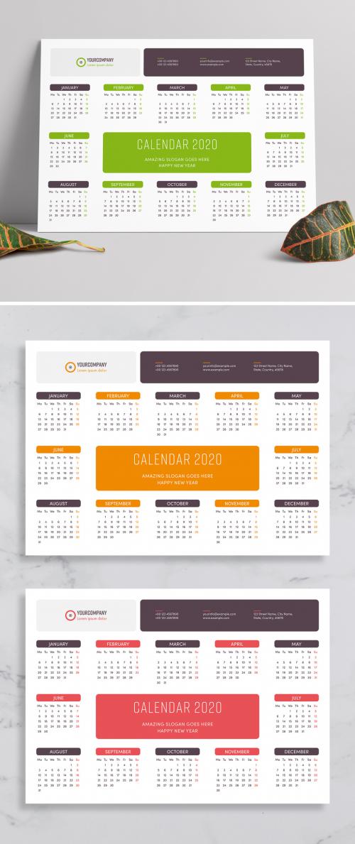 Calendar Layout with Colorful Accents - 303668661