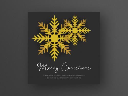 Greeting Card Layout with Snowflakes and Gold Accent - 303879871