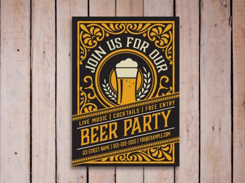 Vintage Beer Party Poster Layout - 303894656