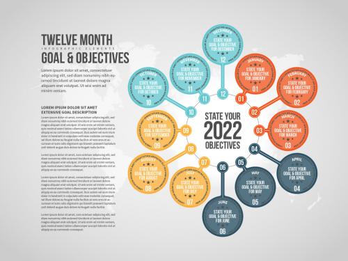 Twelve Month Objectives Infographic - 304137224