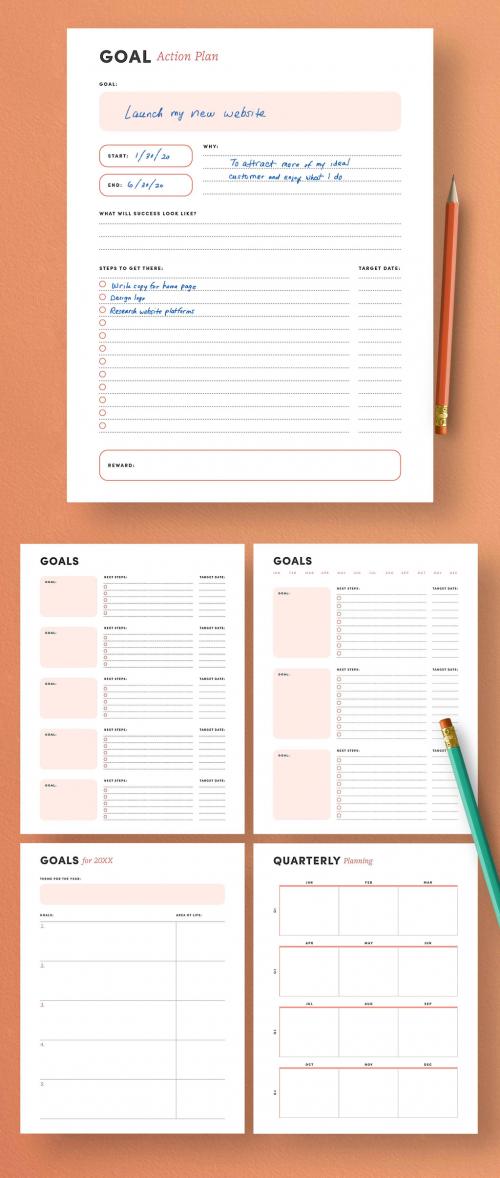 Goals Planner Worksheet Layout - 304175372