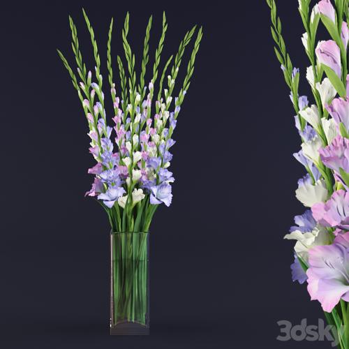 gladiolus bouquet in glass vase