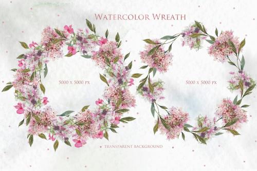 15 Watercolor Hydrangea Wreath