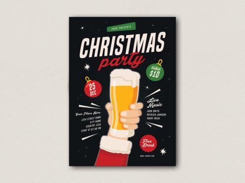 Graphic Christmas Party Flyer Layout - 304456886