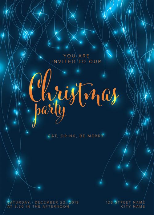 Christmas Party Invitation Layout with Lights - 304464370