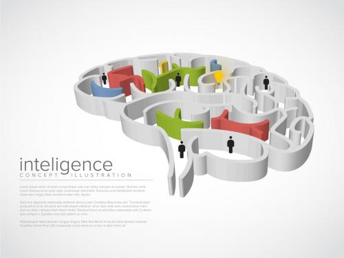 Intelligence Infographic with Labyrinth Brain - 304464424