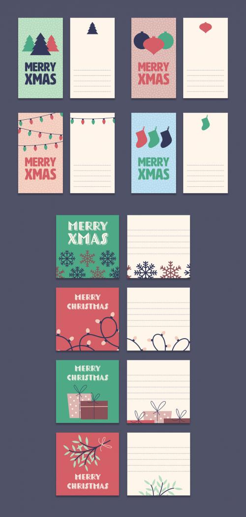 Illustrated Christmas Tags Set - 304541148