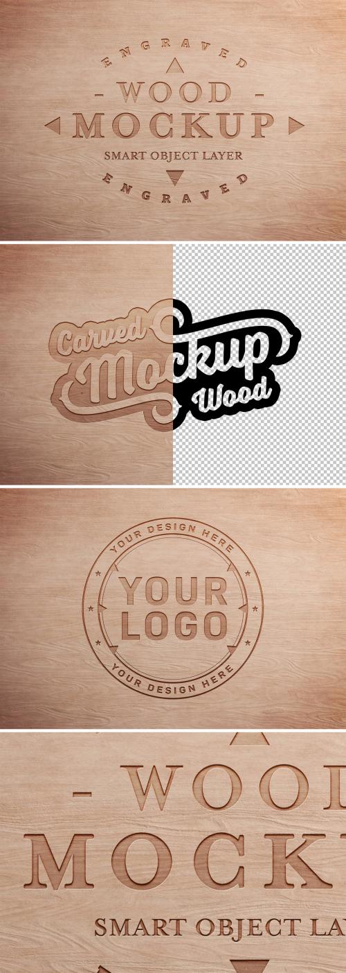 Engraved Wood Text Effect Mockup - 304758134