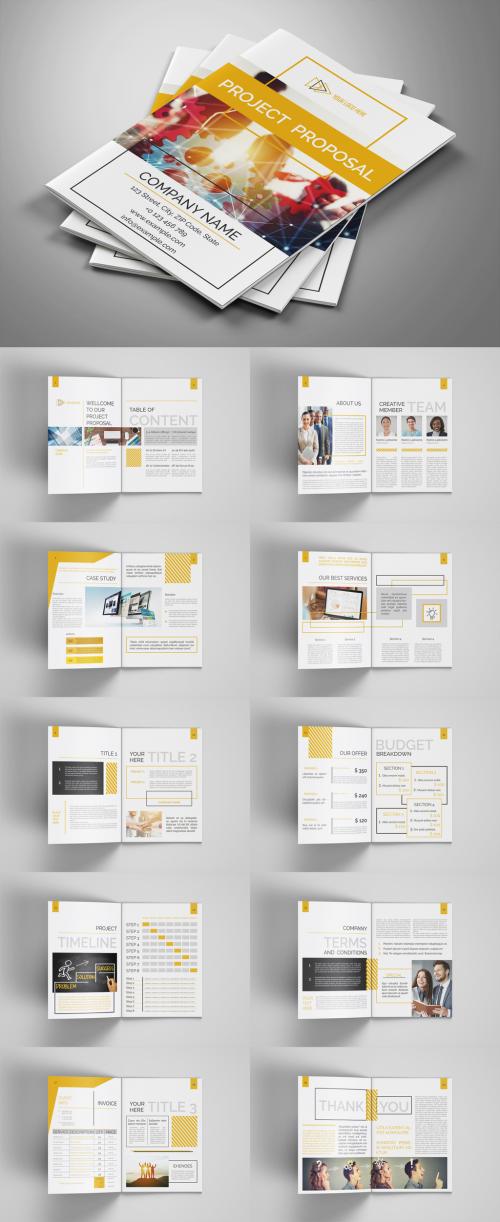 Business Project Proposal Layout with Orange Accents - 304758425