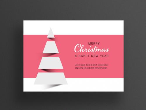 Minimal Christmas Card Layout with Abstract Tree Shape - 304797595