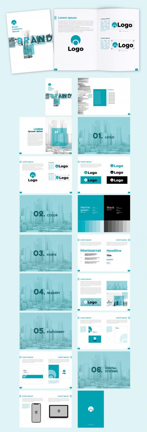 Teal and White Style Guide Layout - 304812097