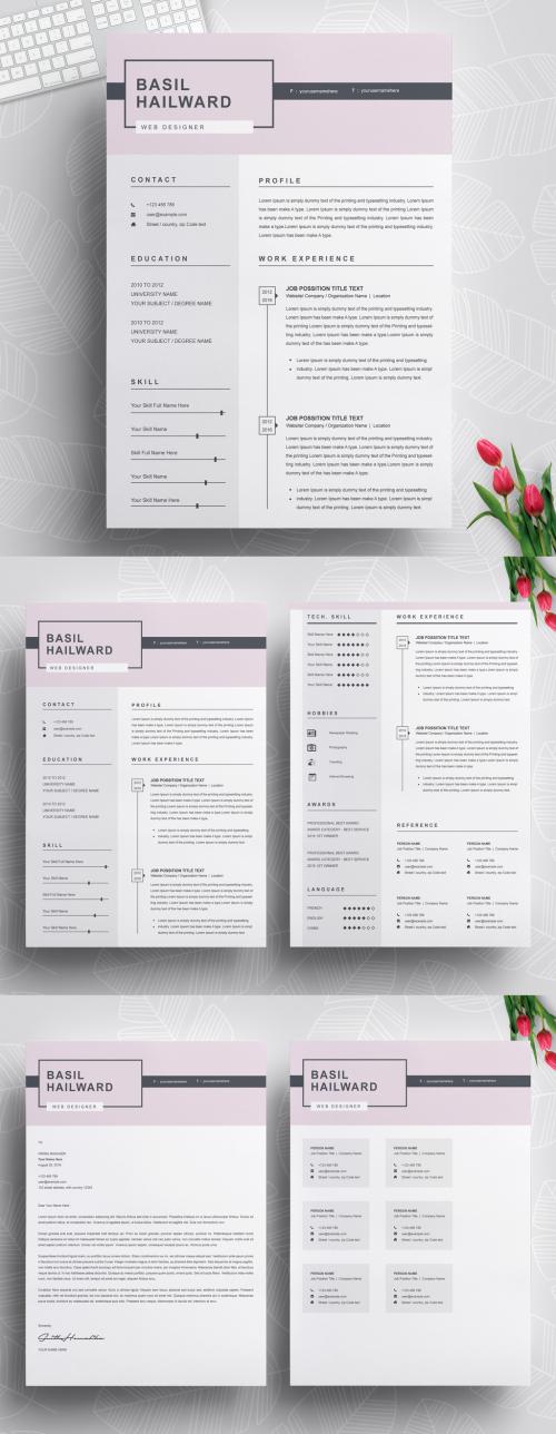 Resume Layout with Pink Header - 305527777