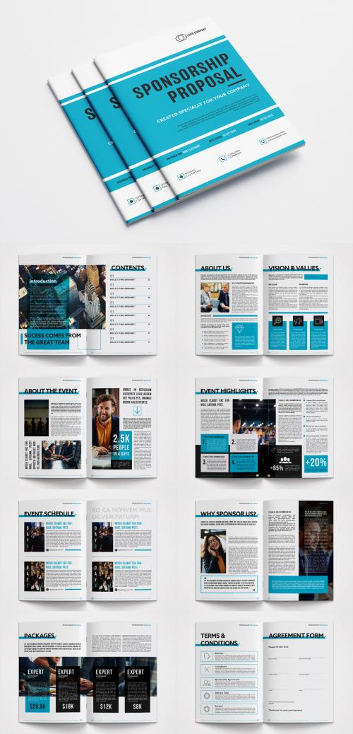 Sponsorship Proposal Layout with Blue Accents - 305533726