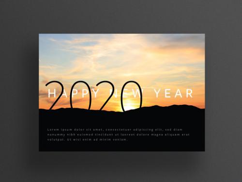 Happy New Year's Card Layout with Sunrise Image - 305537518