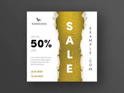 Sale Card Layout with Gold Foil Accent - 305537586