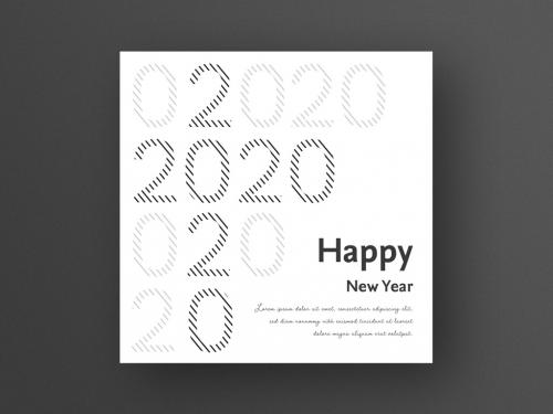 Happy New Year Card Layout with Lined Numbers - 305719986