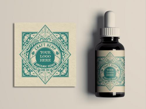 Vintage CBD Oil Label Layout - 305736089